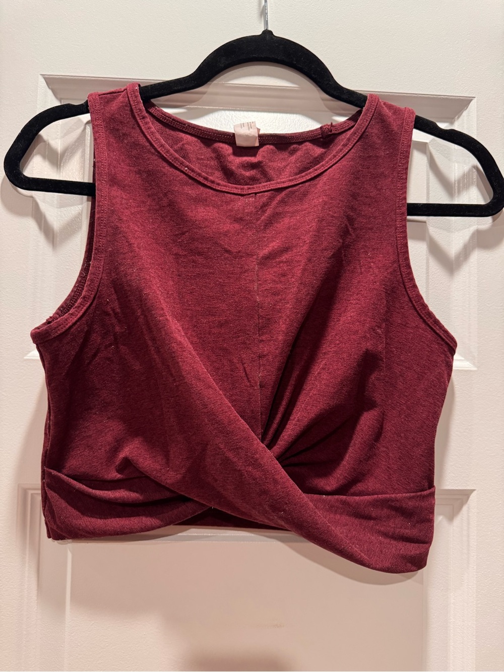 Yogalicious Twist-Front Crop Tank - Burgundy